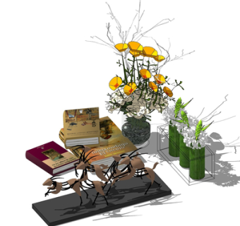 现代花瓶花卉su模型