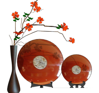 新中式玉桂摆件花瓶su模型