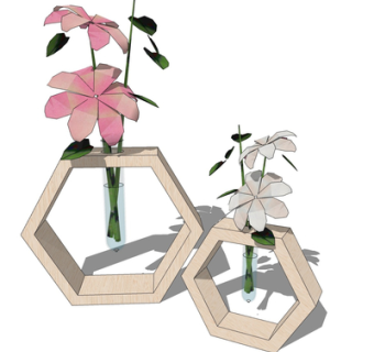 现代花瓶花卉su模型