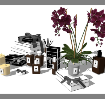 现代花瓶花卉su模型