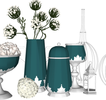 现代花瓶花卉su模型