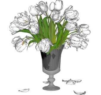 现代花瓶花卉su模型