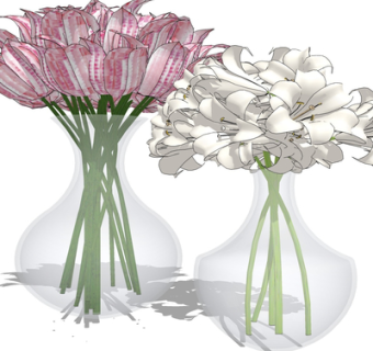 现代花瓶花卉su模型