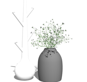 现代花瓶花卉su模型