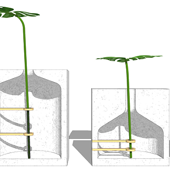 现代花瓶<em>花卉</em>su模型