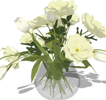 现代花瓶花卉su模型