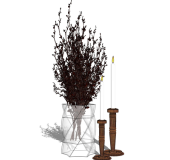 现代花瓶花卉su模型