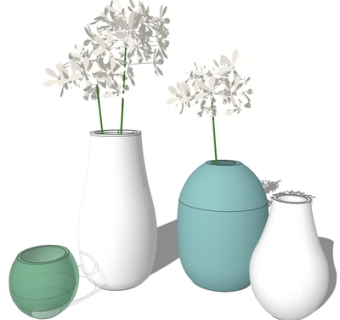 现代花瓶花卉su模型