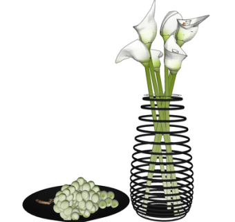 现代花瓶花卉su模型