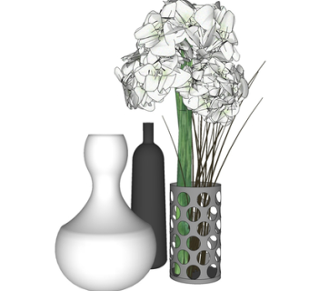 现代花瓶花卉su模型