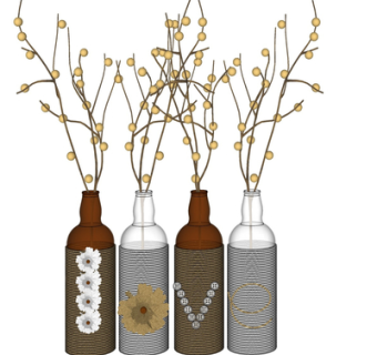 现代花瓶花卉su模型