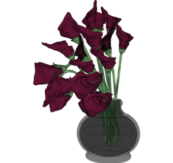 现代花瓶花卉su模型