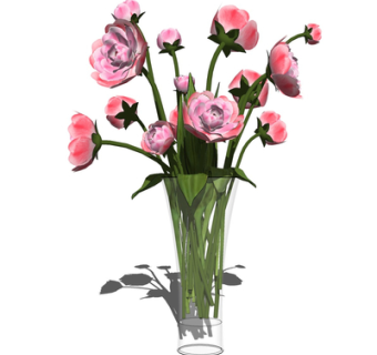 现代花瓶花卉su模型