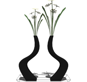 现代花瓶花卉su模型