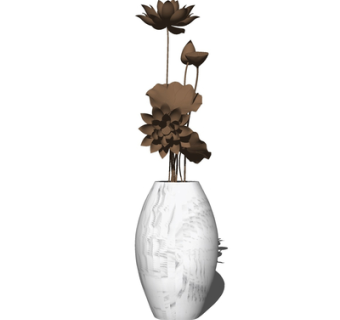 现代花瓶花卉su模型