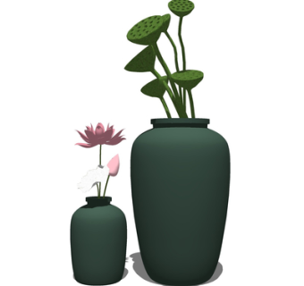 现代花瓶花卉su模型