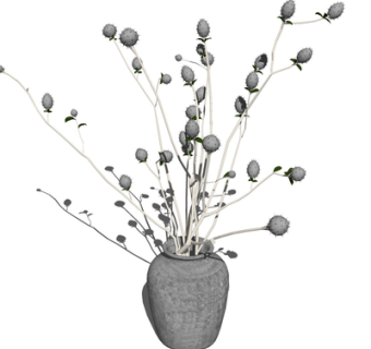 现代花瓶花卉su模型