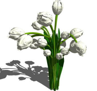 现代百合花su模型