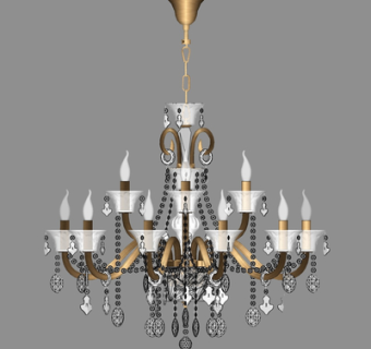 欧式水晶烛台吊灯su模型