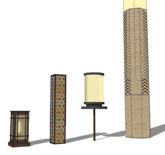 现代景观灯su模型