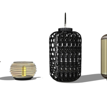 新中式灯笼su模型