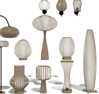 现代落地灯su模型