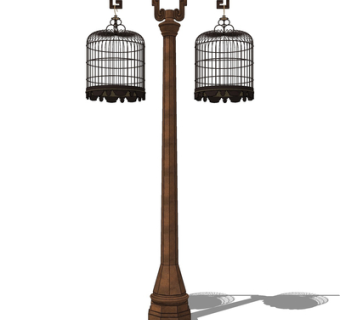 新中式铁艺鸟笼su模型