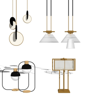 现代金属台灯吊灯su模型