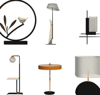 现代金属台灯su模型