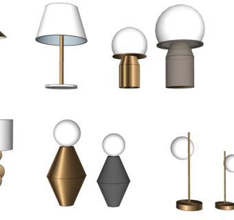 现代金属台灯su模型