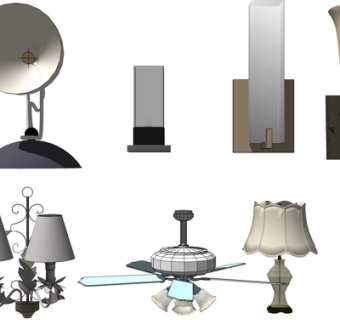 欧式金属壁灯su模型