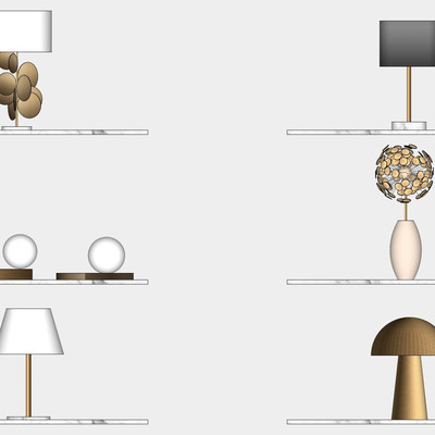现代金属台灯su模型