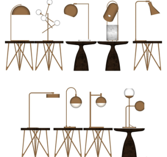 现代轻奢台灯su模型
