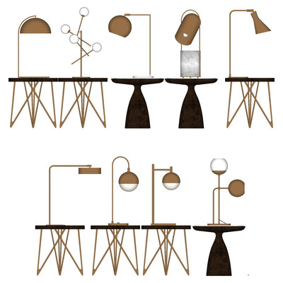 现代轻奢台灯su模型