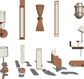 现代金属壁灯组合su模型