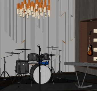 现代架子鼓吉他电子琴su模型