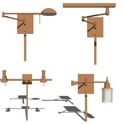现代金属壁灯组合su模型