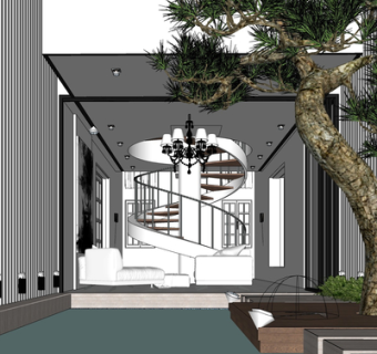 现代旋转楼梯su模型