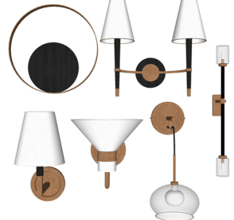 北欧实木壁灯su模型