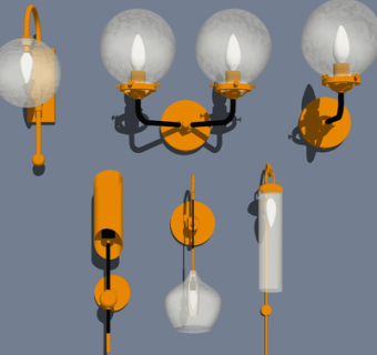 现代金属壁灯su模型