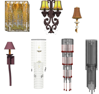 欧式金属壁灯su模型