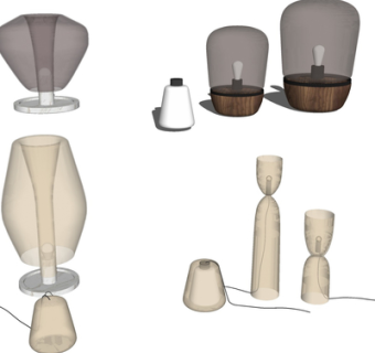 现代玻璃台灯su模型