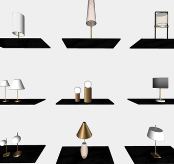 现代金属台灯su模型