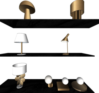 现代金属台灯su模型