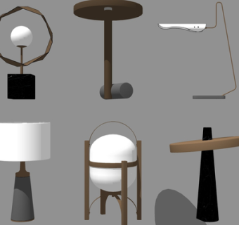 现代金属台灯su模型