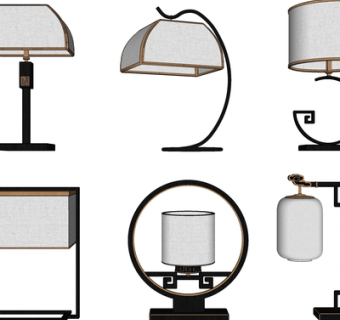 新中式台灯su模型