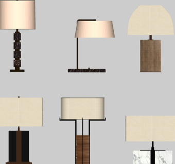 新中式实木台灯su模型