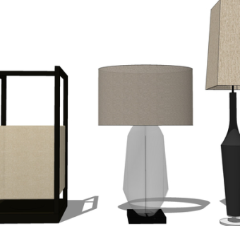 现代金属台灯su模型