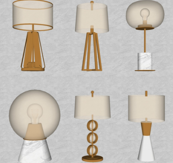 现代轻奢台灯su模型