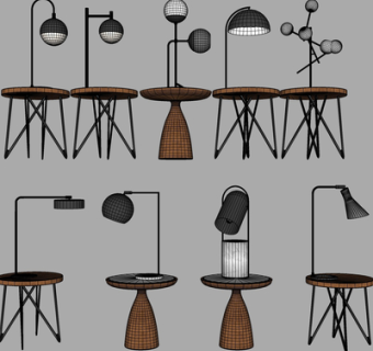 现代金属台灯su模型